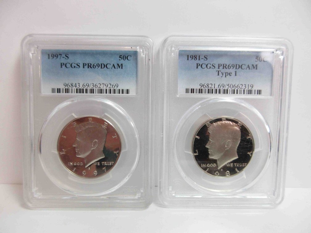 (2) PCGS PR69DCAM Kennedy half dollars