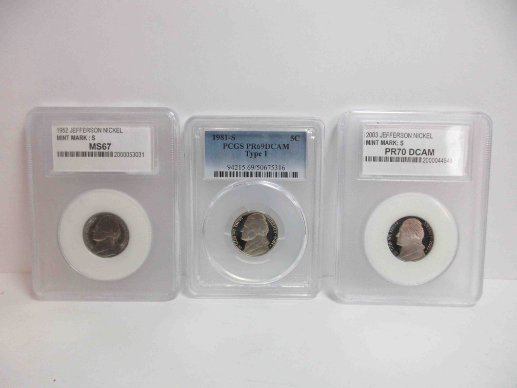 (3) Graded Jefferson nickels