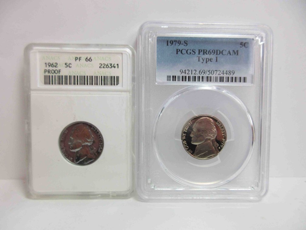 (2) Graded Jefferson nickels