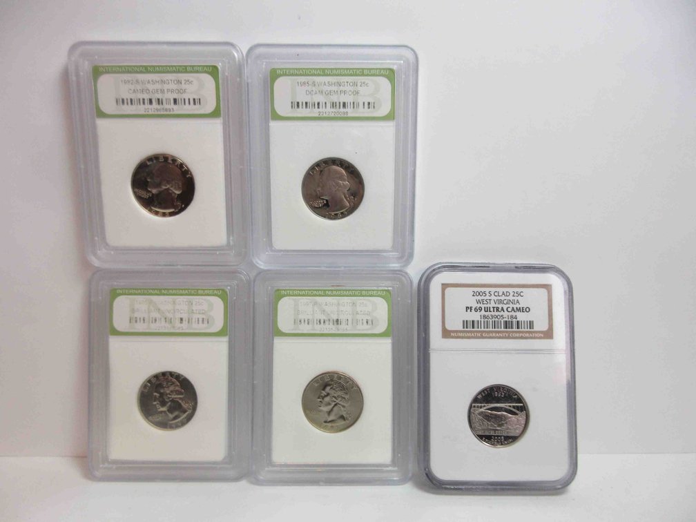 (5) Graded Washington quarters