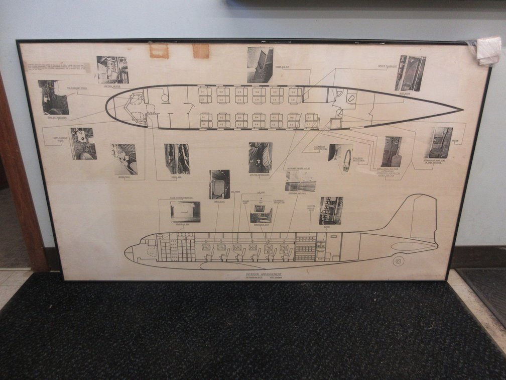 Framed 26-Passenger DC-3 Seating Arrangement chart