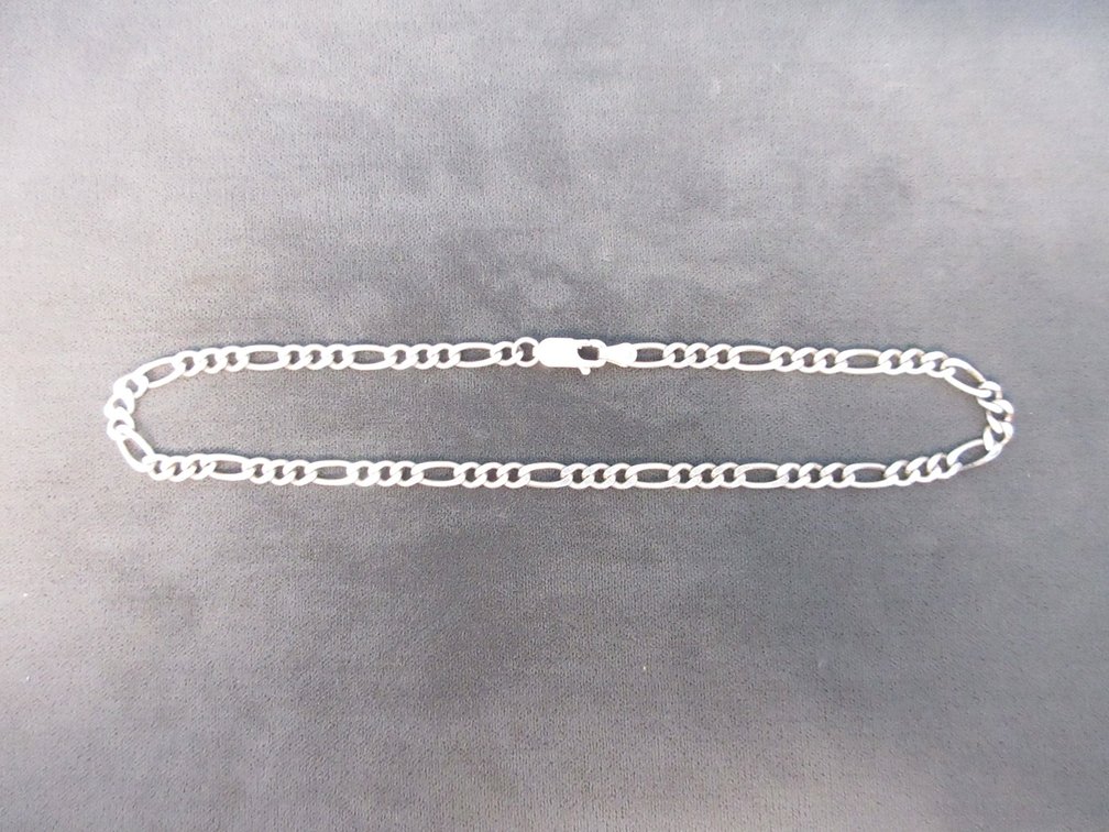 Marked .925 Italy Figaro chain link ankle bracelet
