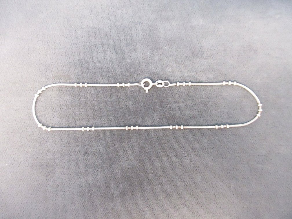Marked .925 Italy rope and bead ankle bracelet
