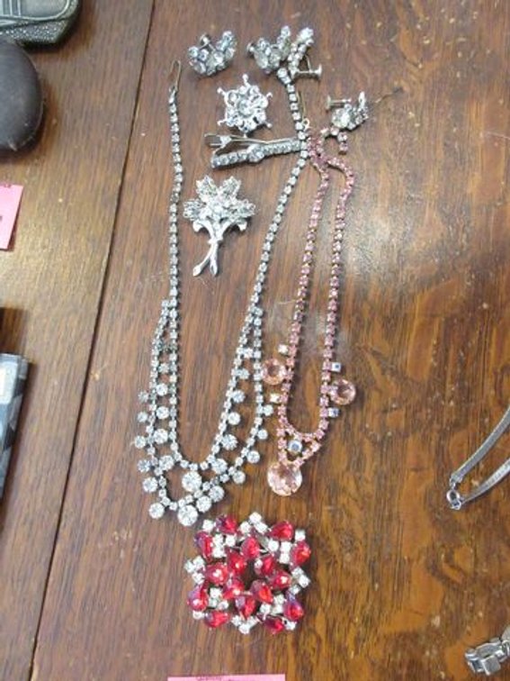 Group of vintage rhinestone jewelry
