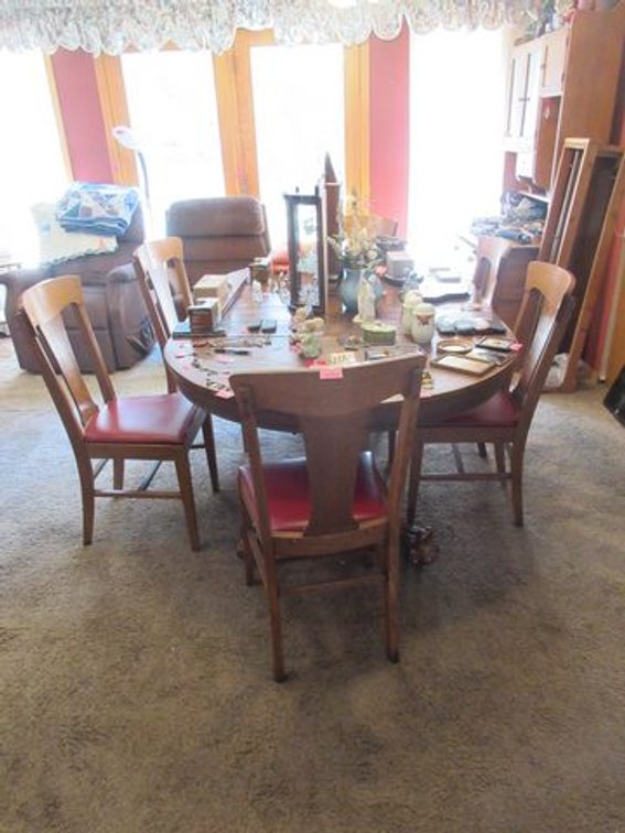Antique round oak dining set