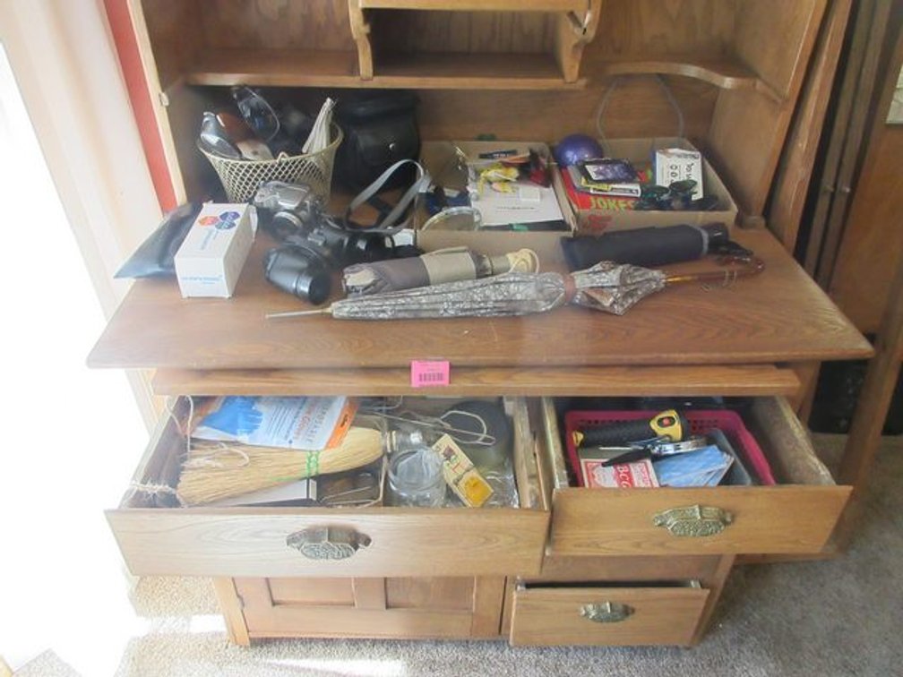 Group on hoosier and in lower drawer