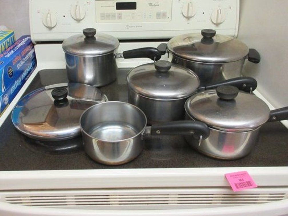 Vintage set of Rever Ware pots