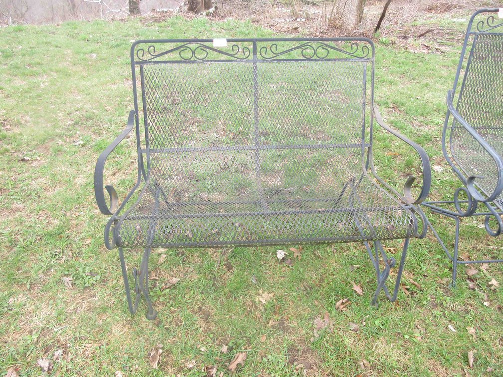 Metal mesh patio glider bench