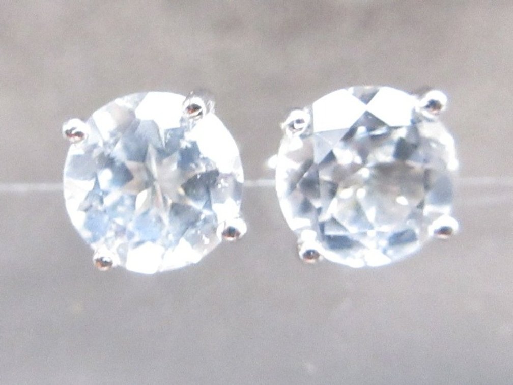 Sterling silver round white topaz stud earrings