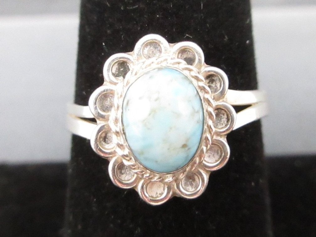 Sterling silver oval turquoise ring