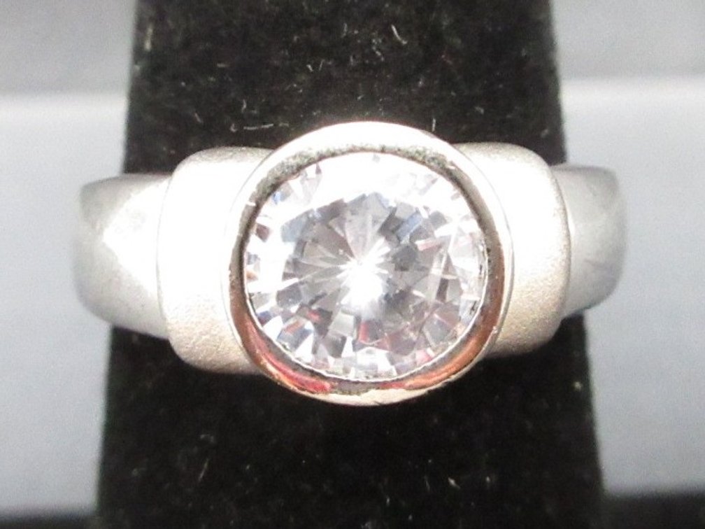Sterling silver white sapphire ring