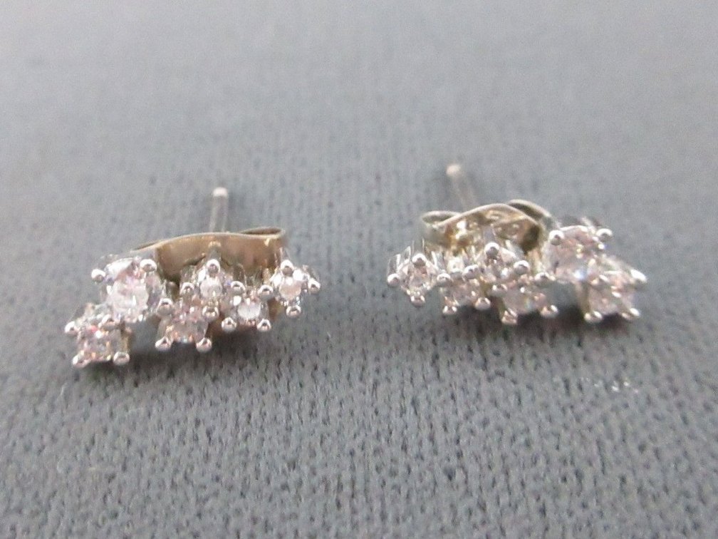 Sterling silver white sapphire stud earrings
