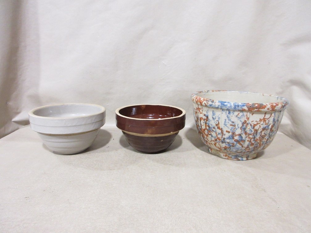 (3) Stoneware bowls