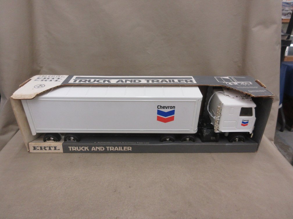 Ertl Pressed metal Chevron truck and trailer