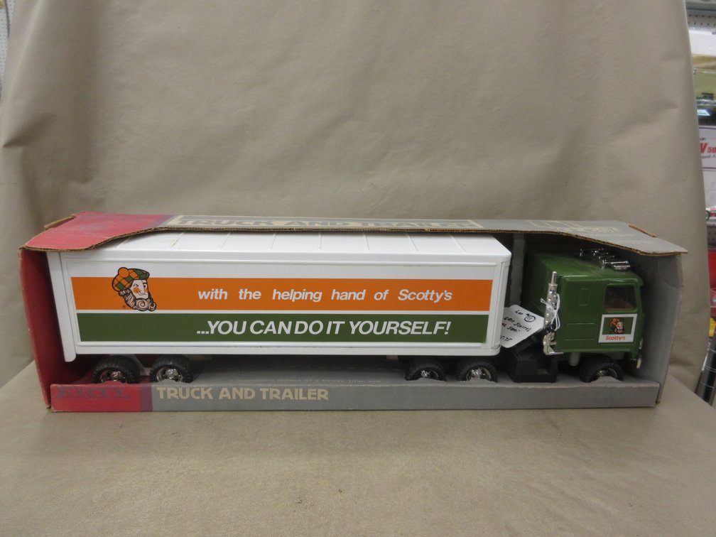 Ertl pressed metal Scotty's truck and trailer