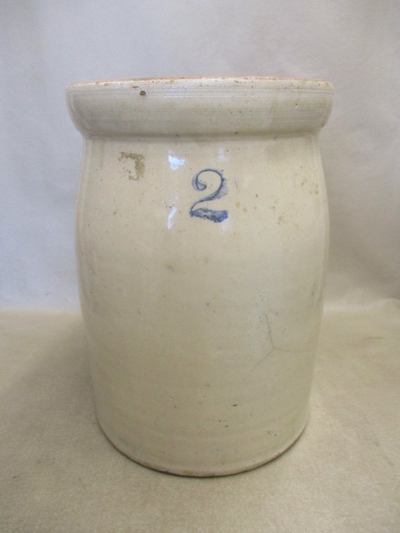 2-Gallon unmarked stoneware crock or butter churn