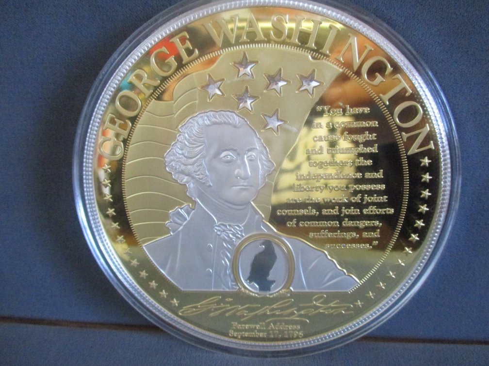 American Mint Jumbo Coin 4"W gold-plated collectible