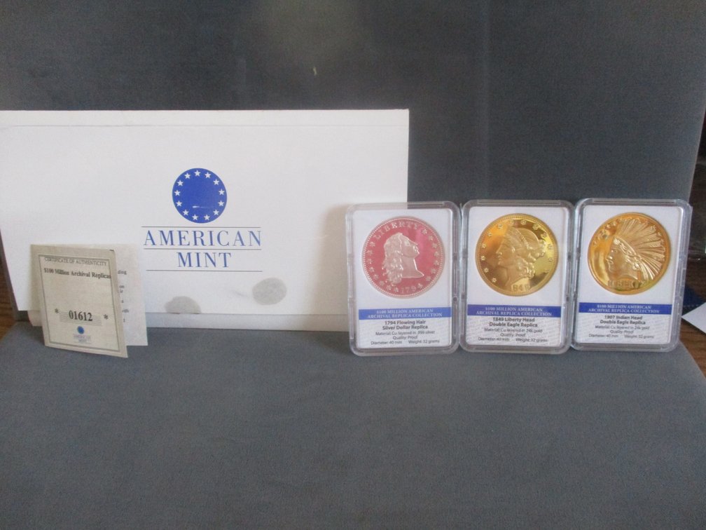 (3) American Mint 1.5"W Replica coins