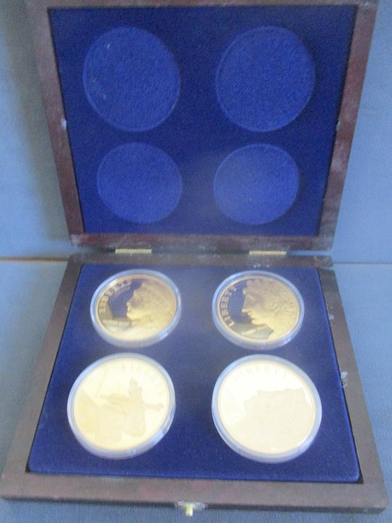 American Mint gold-plated 1.5"W coins