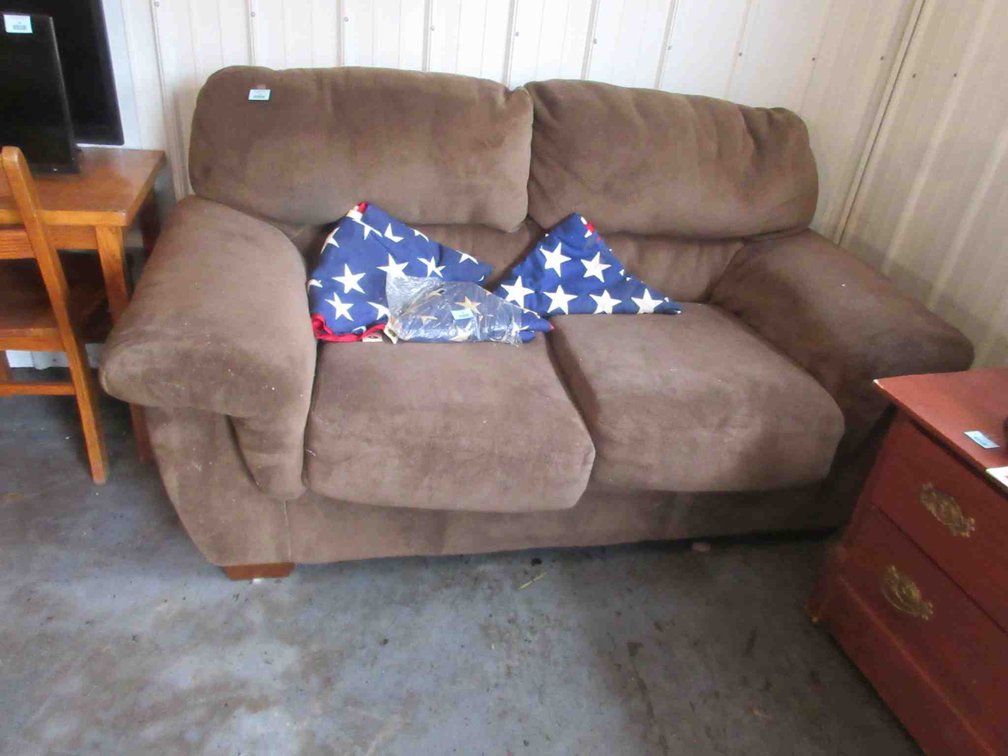 Brown loveseat