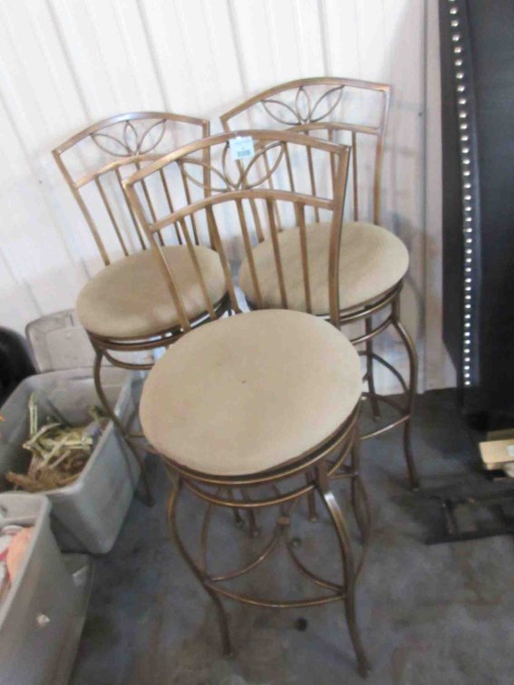 (3) Metal swivel stools