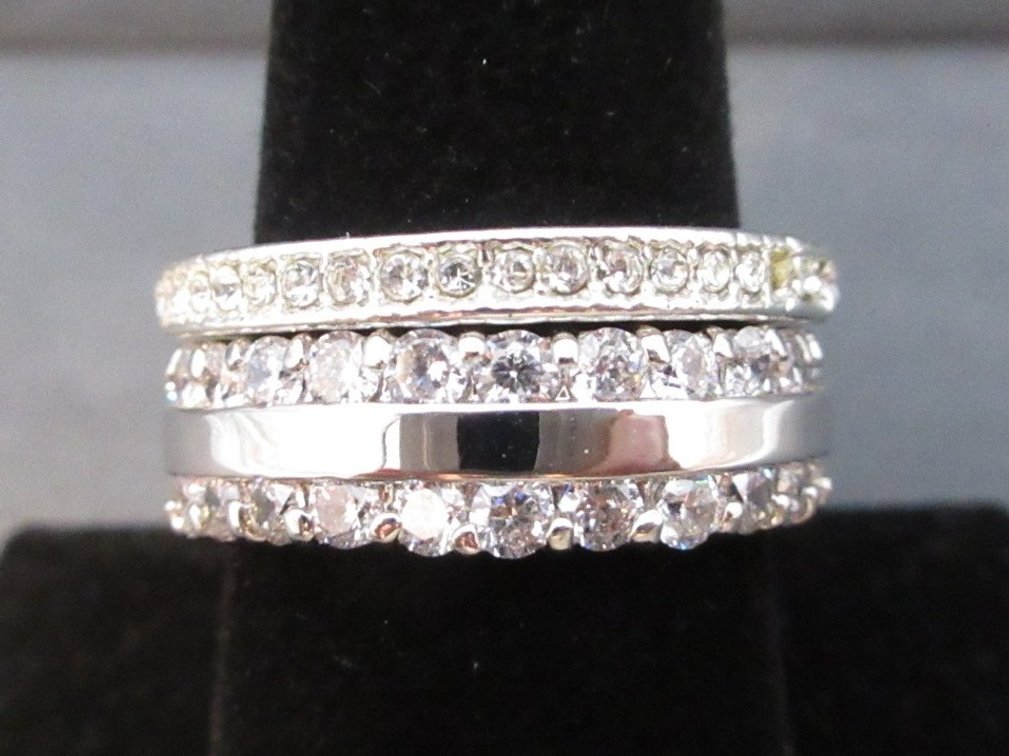 18K plated cz band and unmarked costume band