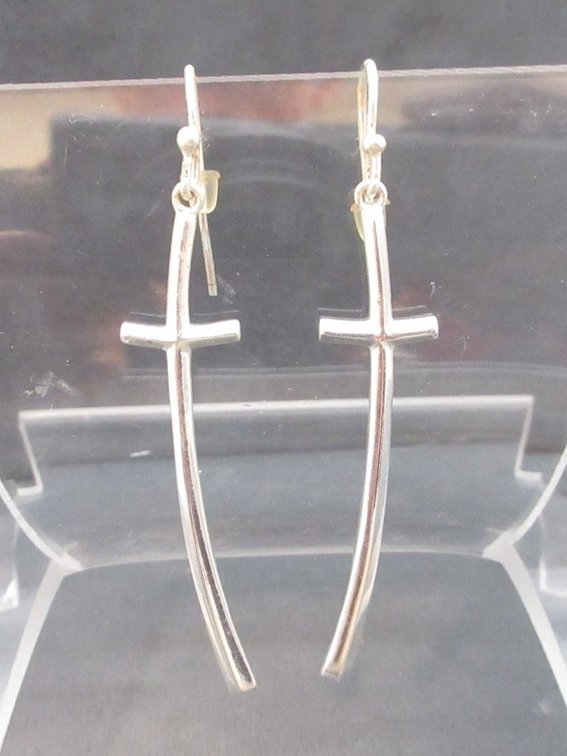 Marked .925 silver pierced cross earrings