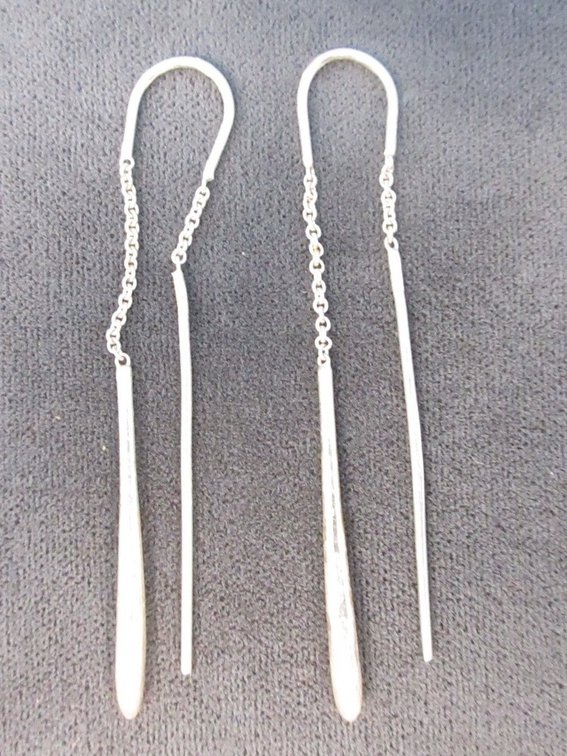 Marked .925 silver pierced chain earrings