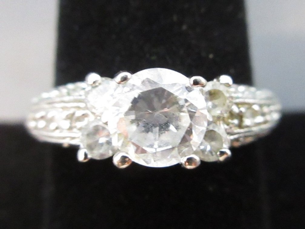 Unmarked silver color CZ wedding ring