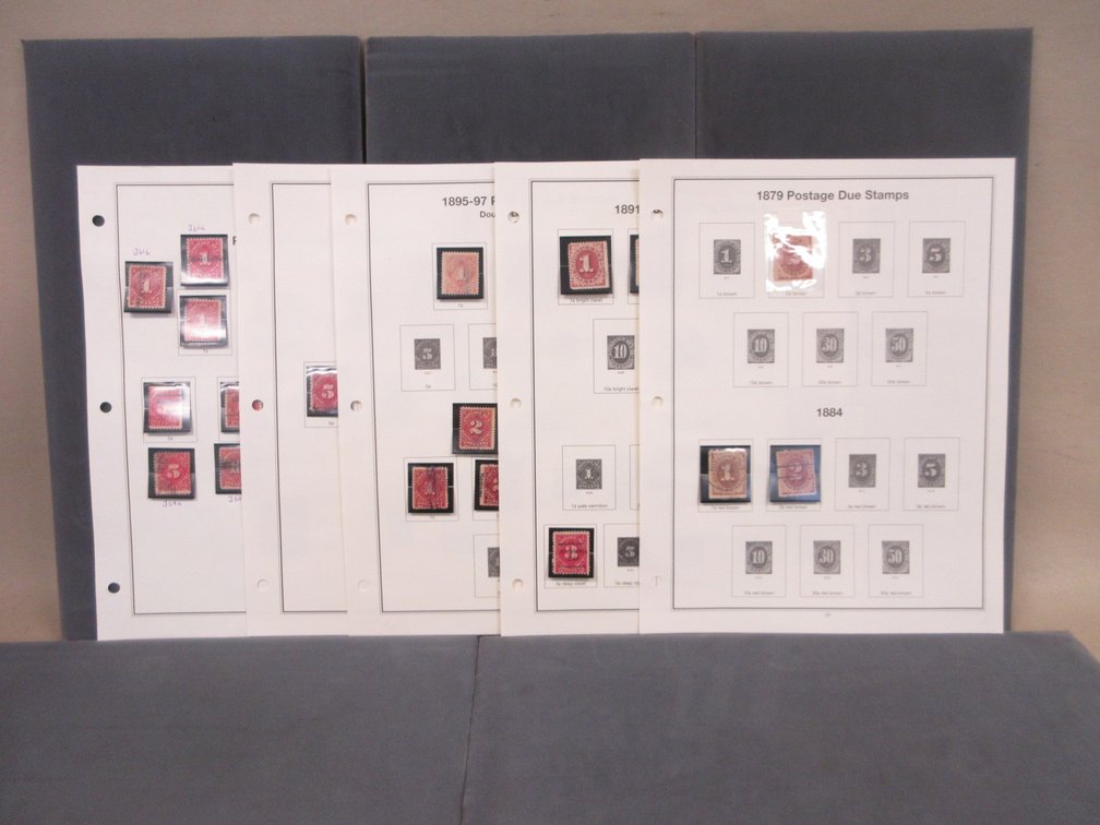 (5) Album pages of 1879 to 1925 Postage Due stamps