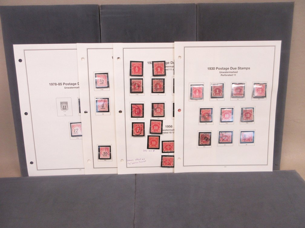 (4) Album pages of 1930 to 1985 Postage Due stamps