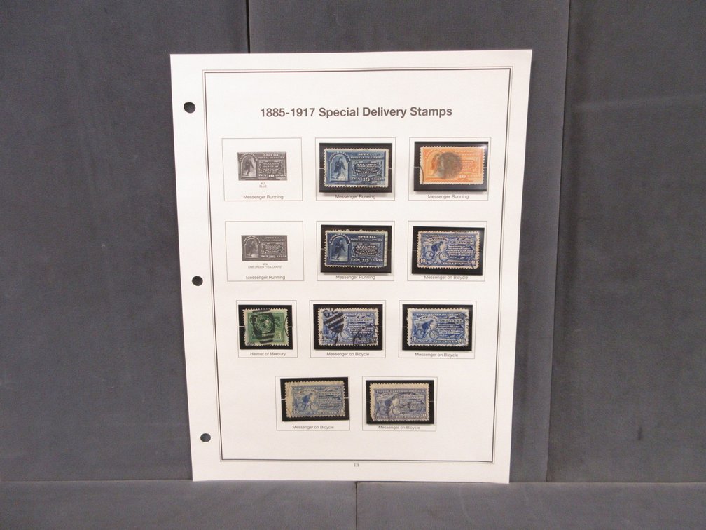 Album page of 1885 - 1917 Special Delivery Stamps