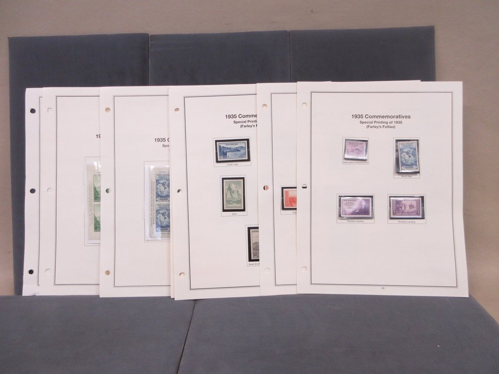 (8) Album pages of 1935 Commemorative stamps