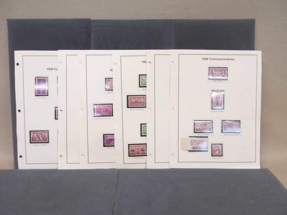 (6) Album pages of 1936-1939 Commemorative stamps
