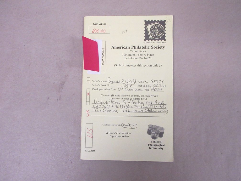 American Philatelic Society Circuit Sales book