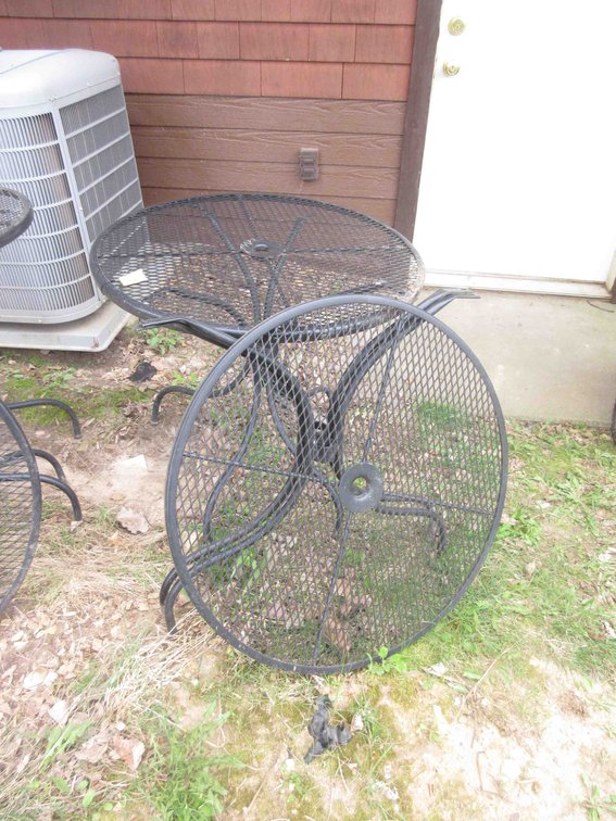 (2) Black metal patio tables