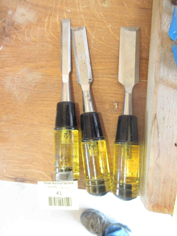Set of (3) Buck Bros wood chisels
