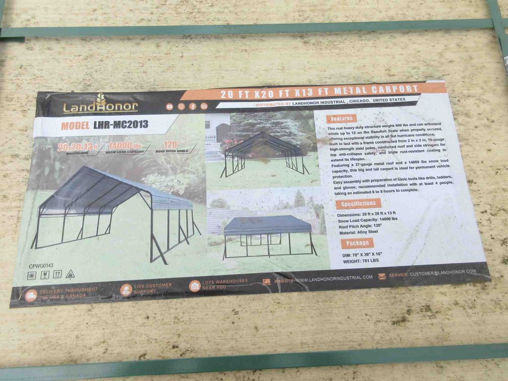 Land Honor 20' x 20' x 13' metal carport