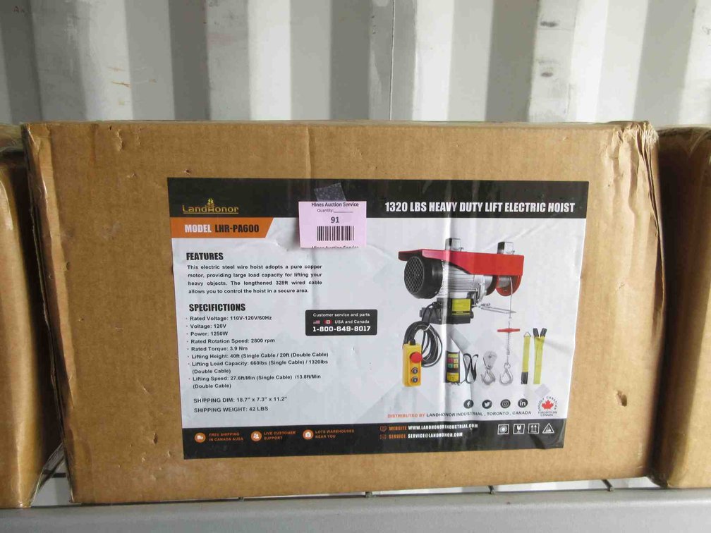 Land Honor 1320 lb. heavy duty lift electric hoist