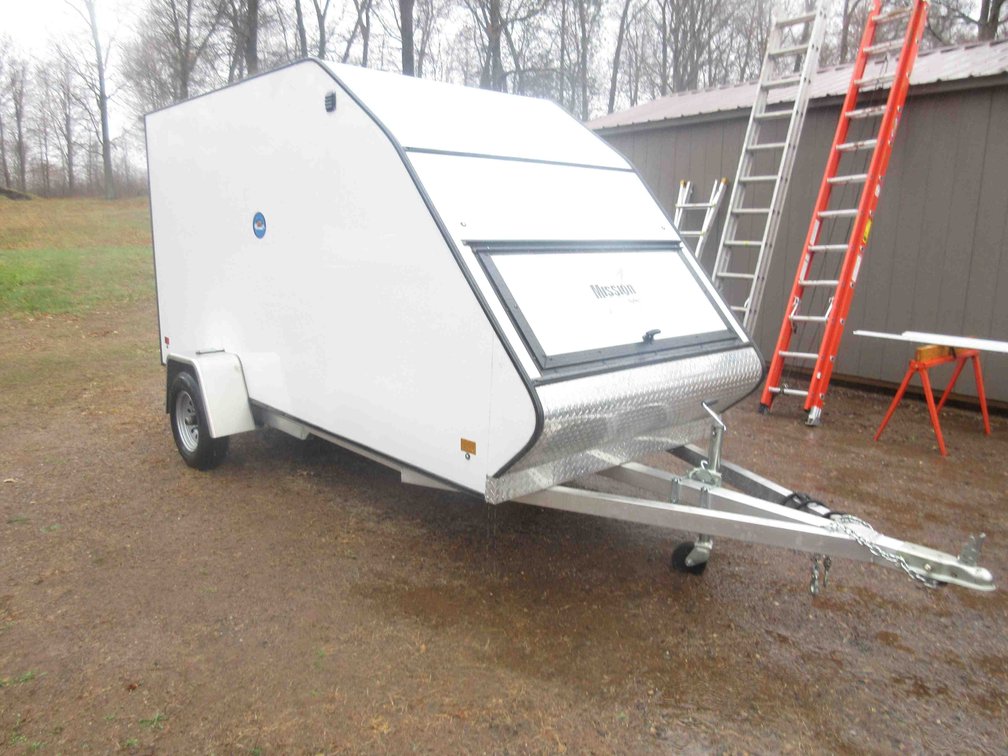 2023 Mission single place enclosed snowmobile trailer