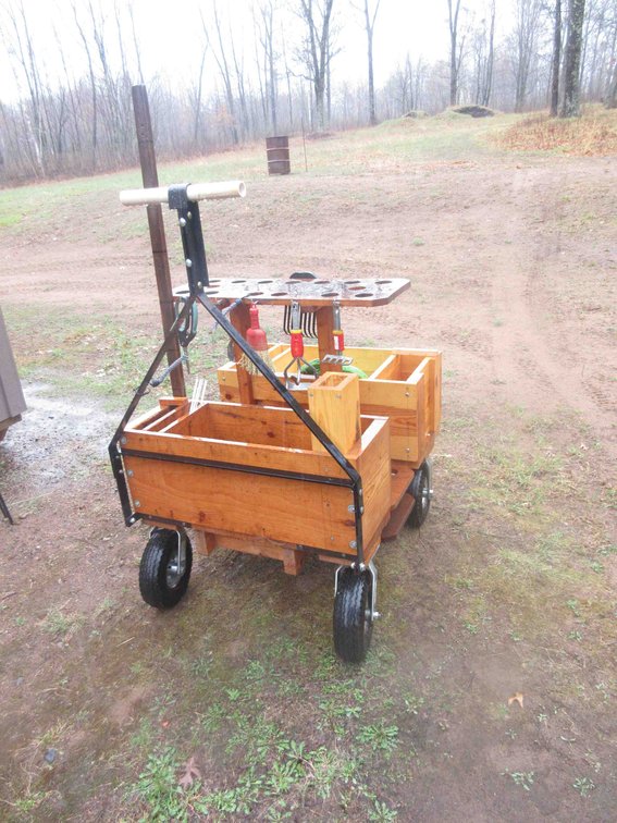Homemade pull type yard tool wagon