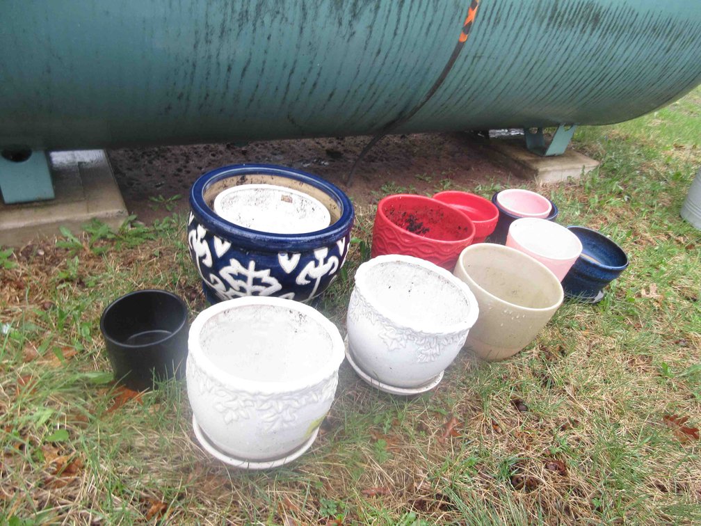 Group of pottery planters