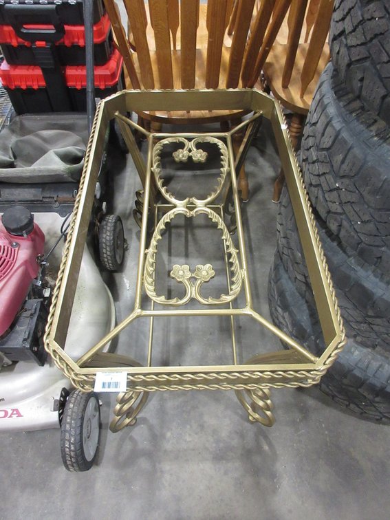 Painted gold tone cast metal table