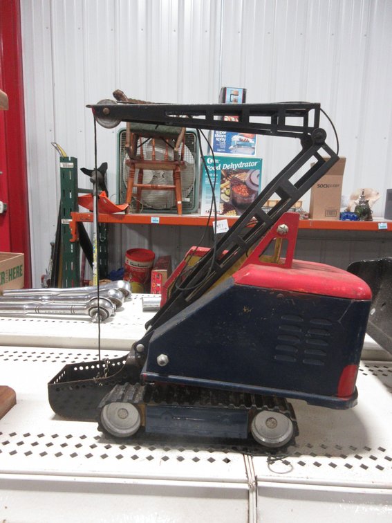 Tonka pressed steel crane, has been painted