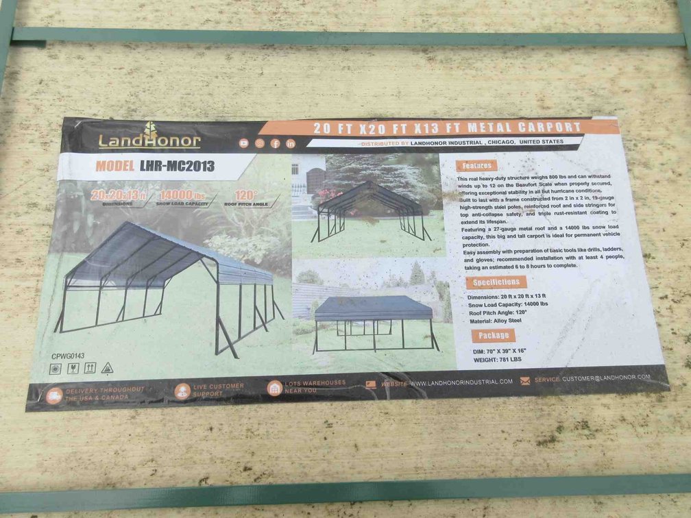 Land Honor 20' x 20' x 13' metal carport