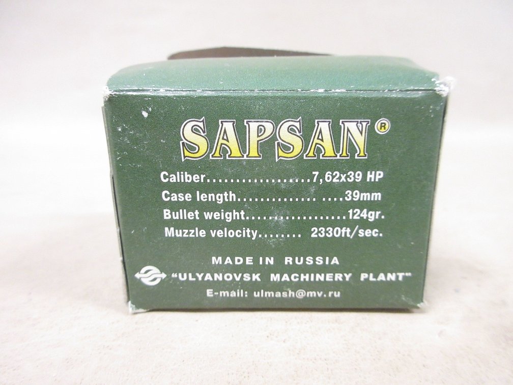 Sapsan 7,62 x 39 ammunition