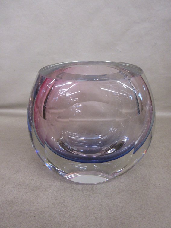 Murano pink and purple Sommerso chunky glass vase