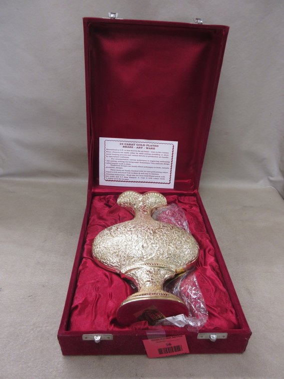 24 Carat gold plated brass artware vase