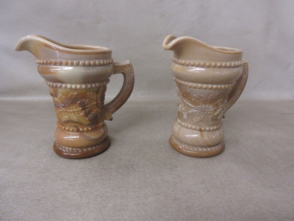 (2) Slag glass creamers
