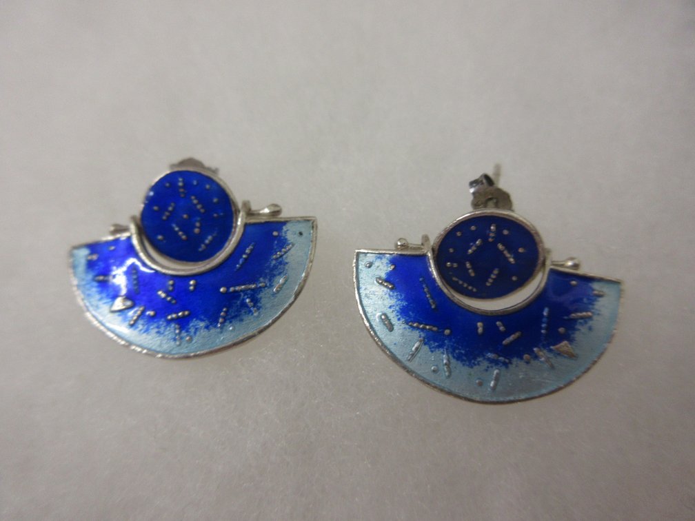 Pair of .925 sterling pierced enameled earrings